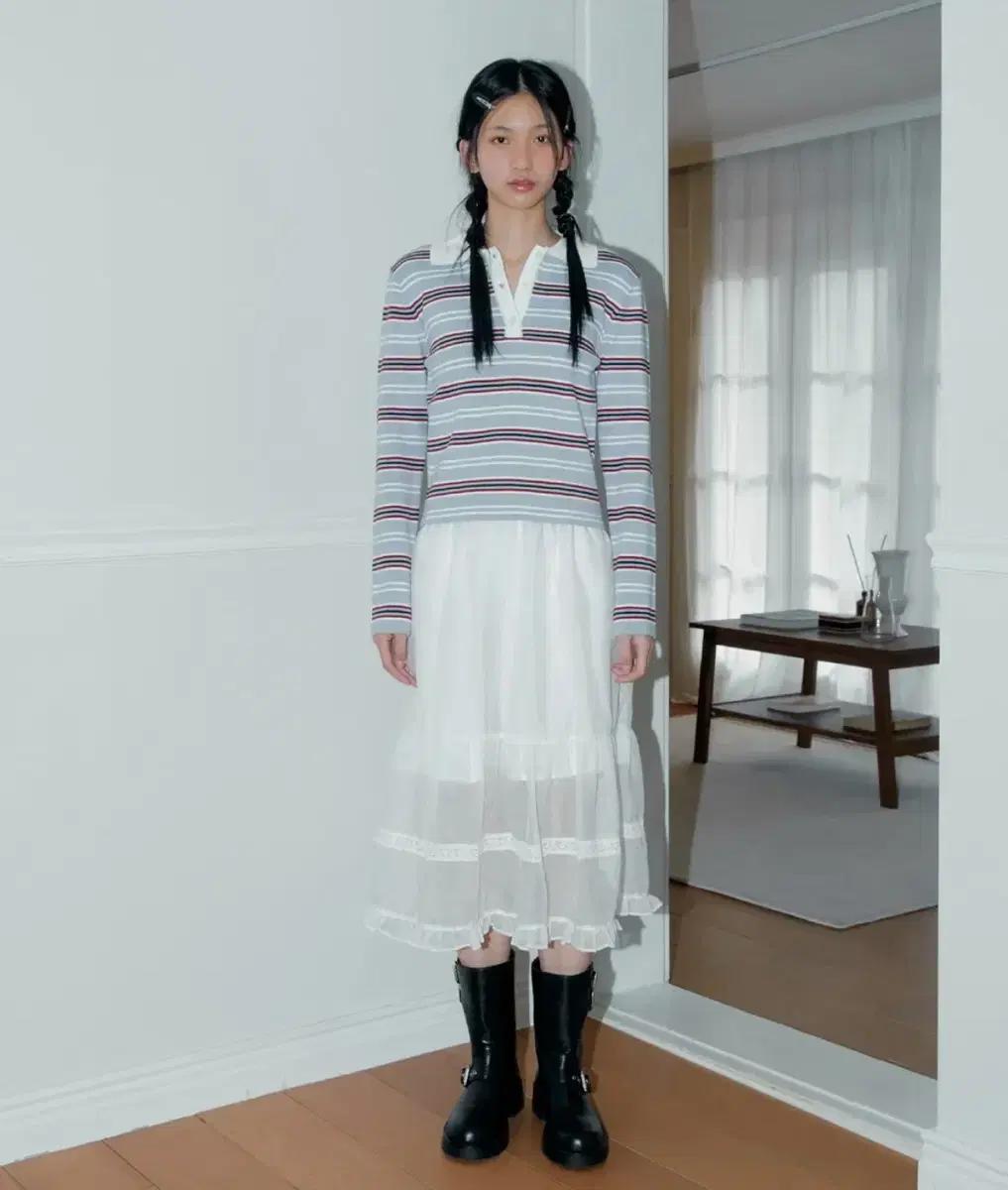 마가린핑거스 시어 레이어드 스커트 화이트