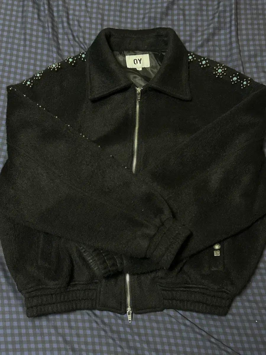 OY 오와이 터콰이즈 퍼 자켓 블랙 1사이즈