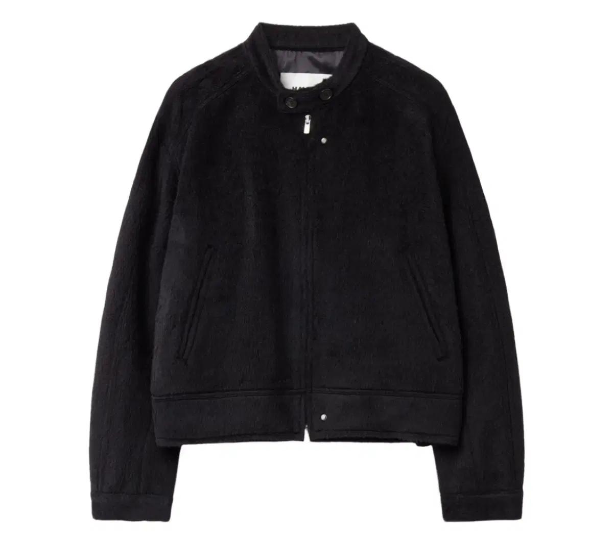 (1) 알렌느 3D 패디드 알파카 바이커 자켓 블랙