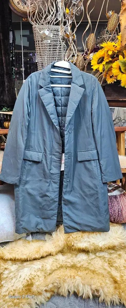 S.L RIAHH블루그레이 롱 코트 패딩 안감