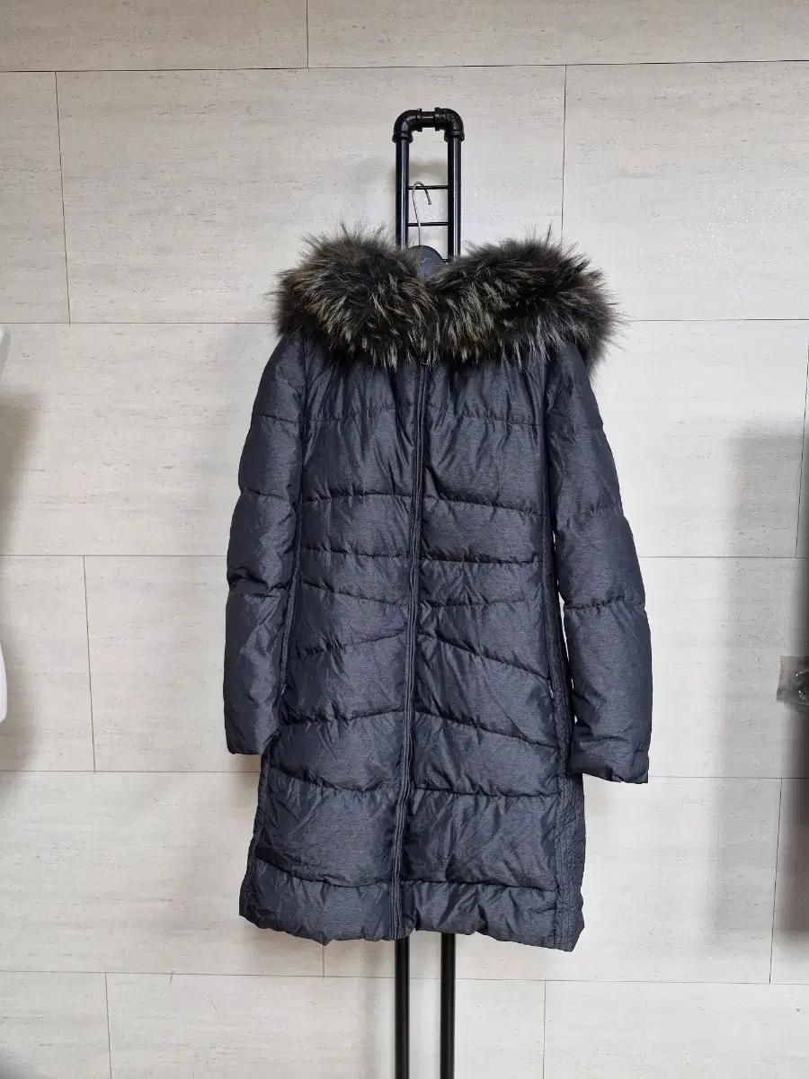 지컷브랜드 후드 폭스 퍼 구스다운 롱패딩 코트
