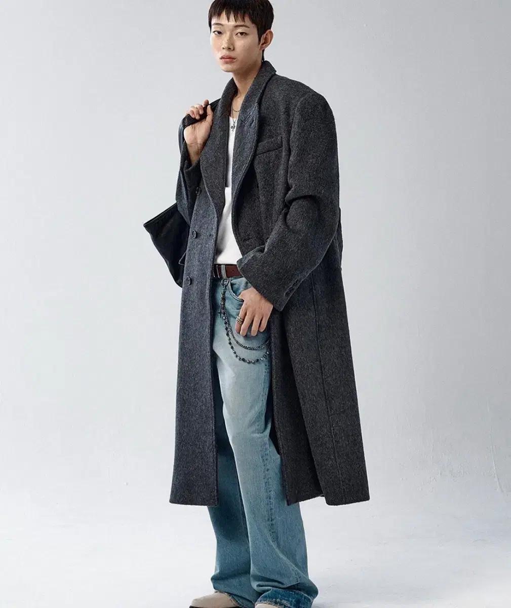 (새상품) 알렌느 알파카 더블 브레스트 코트 차콜 2