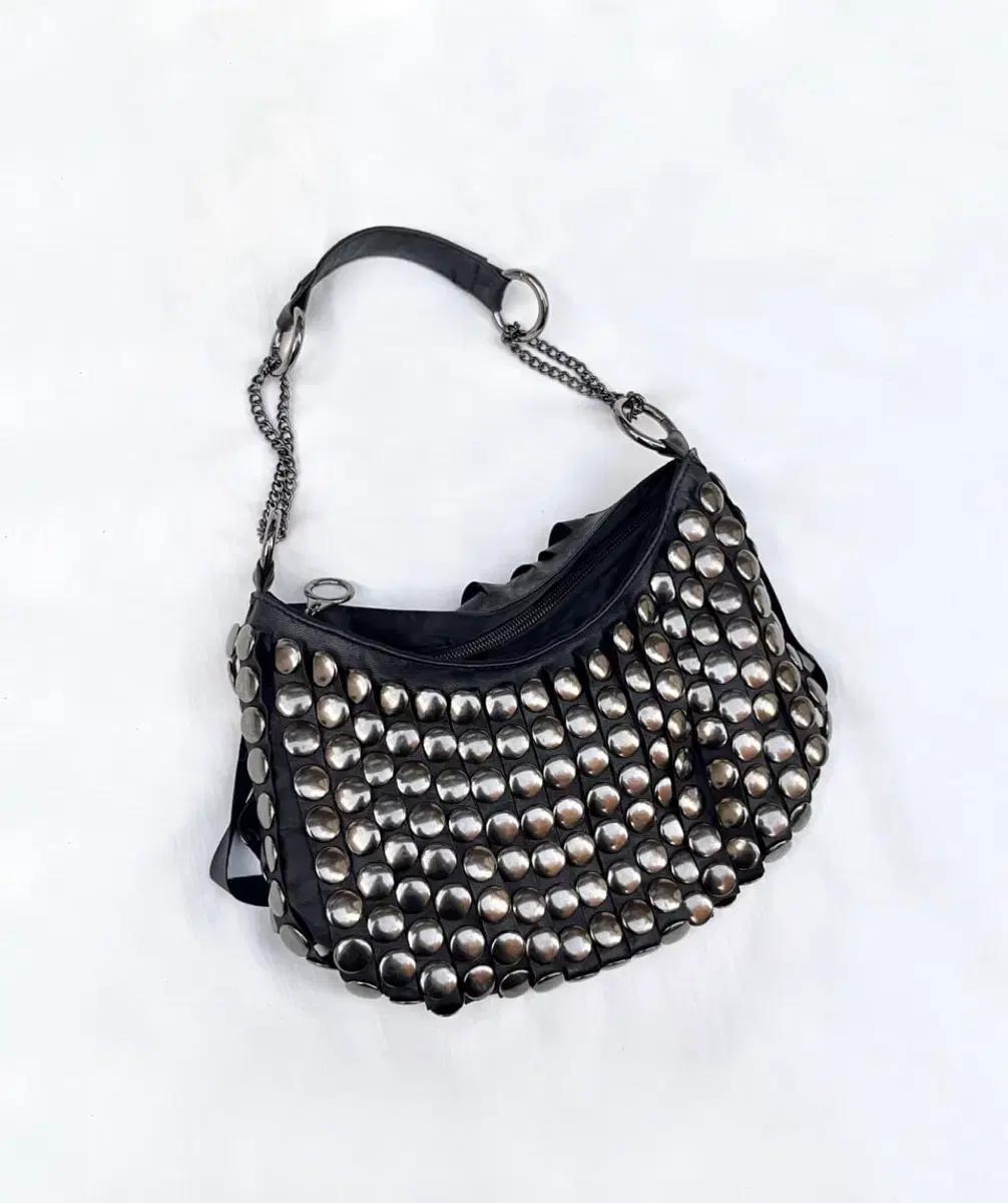 Stud leather chain bag
