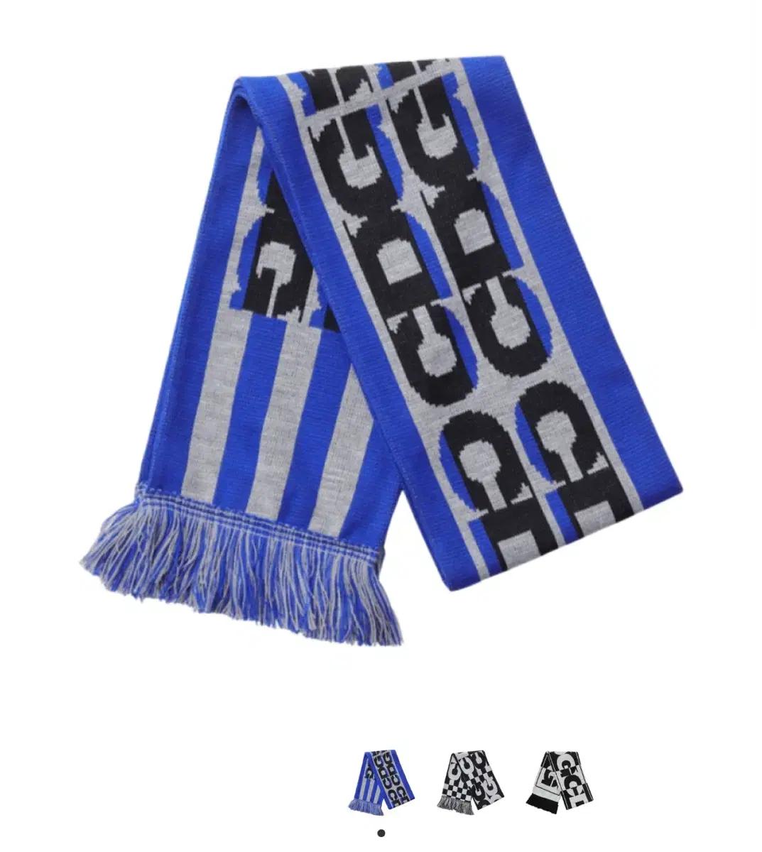 꼼데가르송 CDG 로고 체크 머플러 목도리 블루