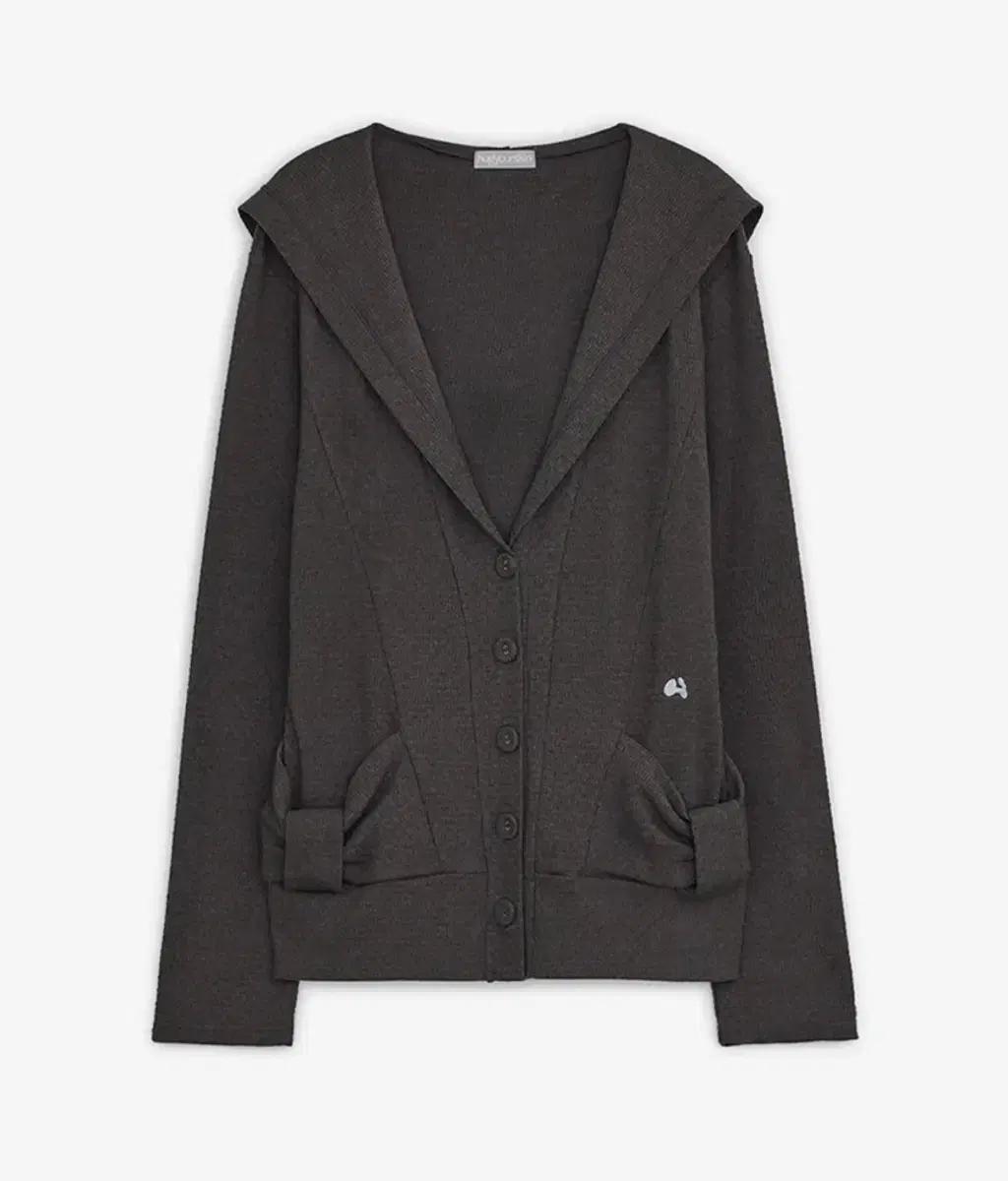 허그유어스킨 후드 리본 가디건 (차콜)