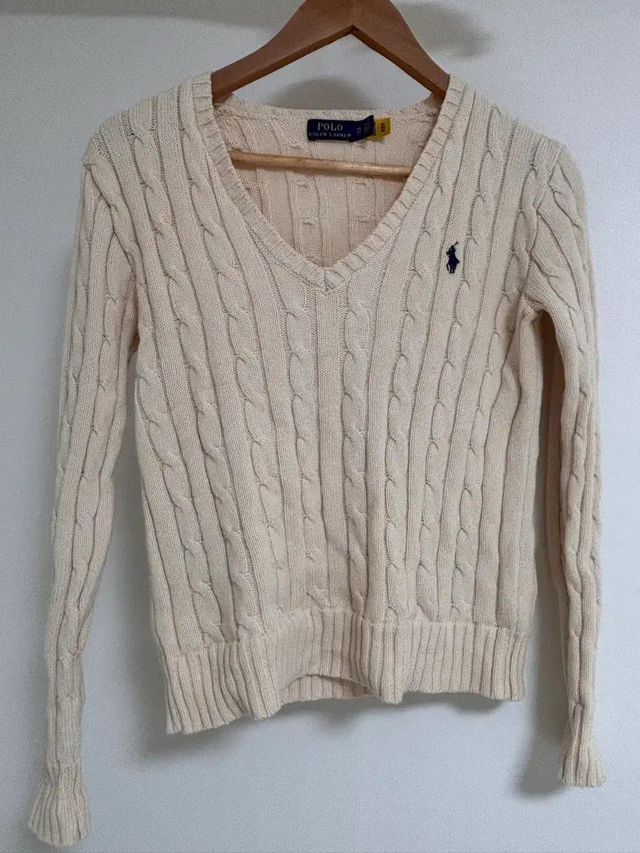 폴로 랄프로렌 아이보리 꽈배기 니트 xs