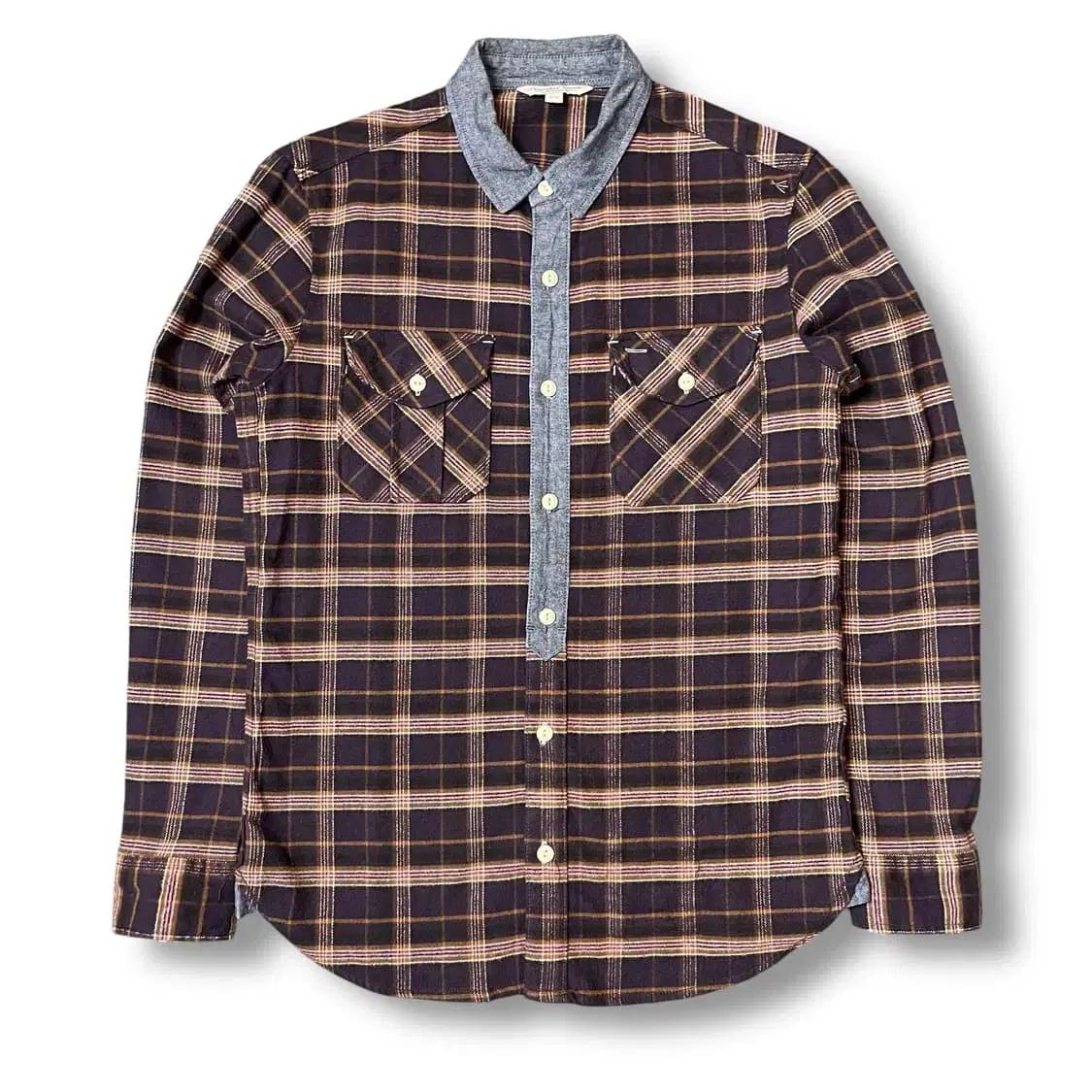 써스데이아일랜드 체크 플란넬 투포켓 긴팔 셔츠 95