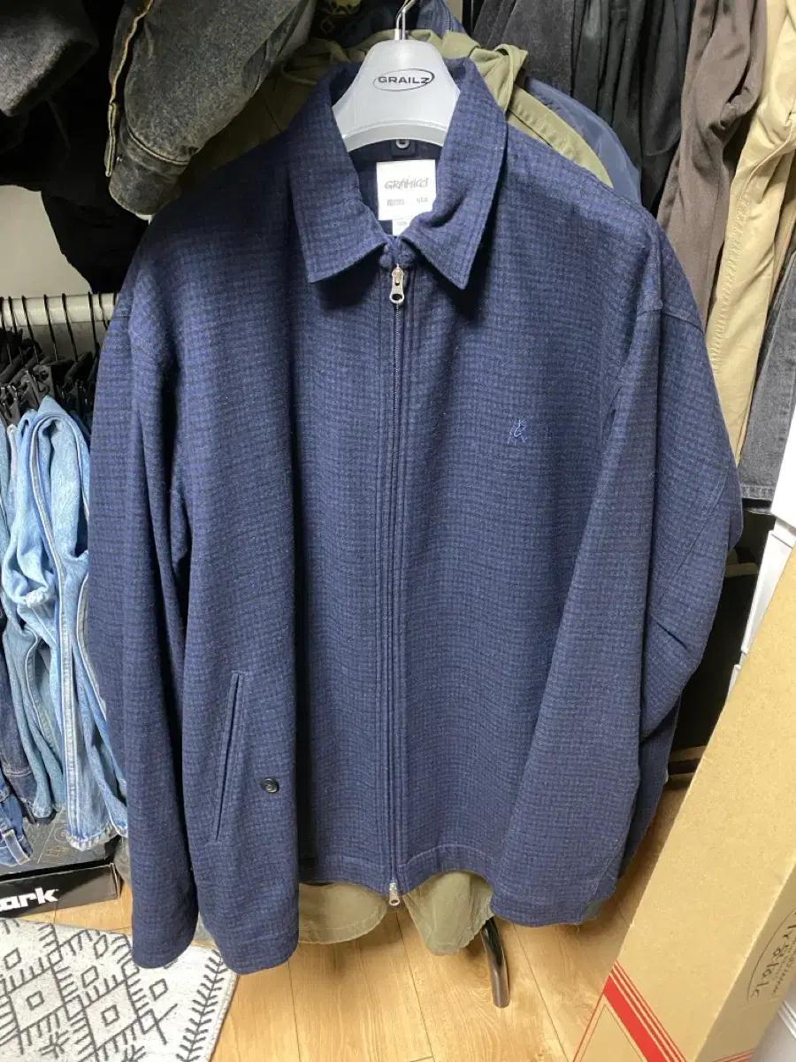 Gramicci 그라미치 네이비 체크 자켓 2XL