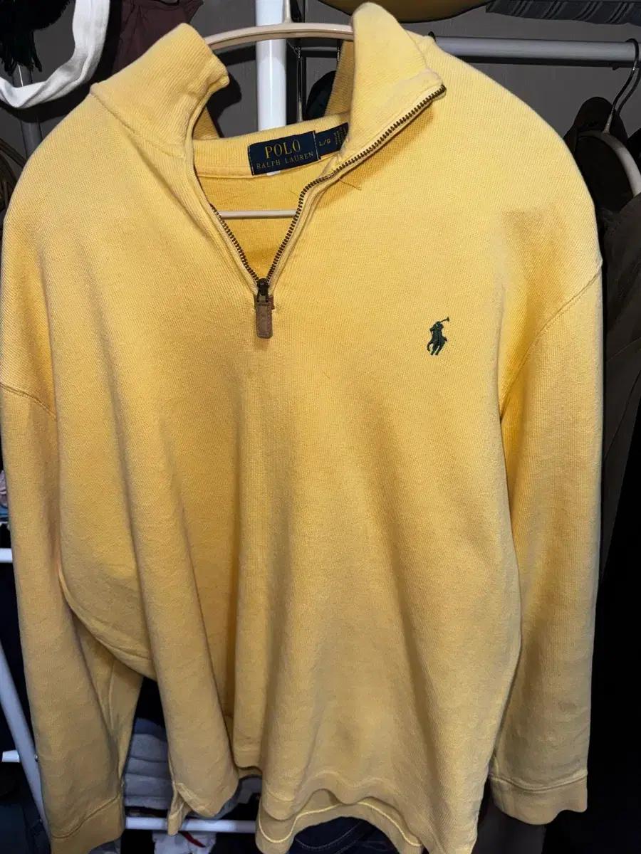 빈티지 폴로 랄프로렌 옐로우 카라집업 니트 L(네고문의가능)