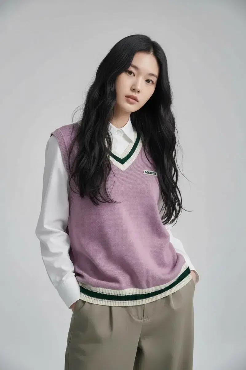 널디 V넥 니트 베스트 조끼 M