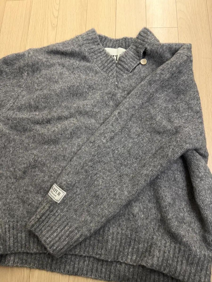 세터 투 톤 모헤어 블렌드 니트 멜란지 그레이