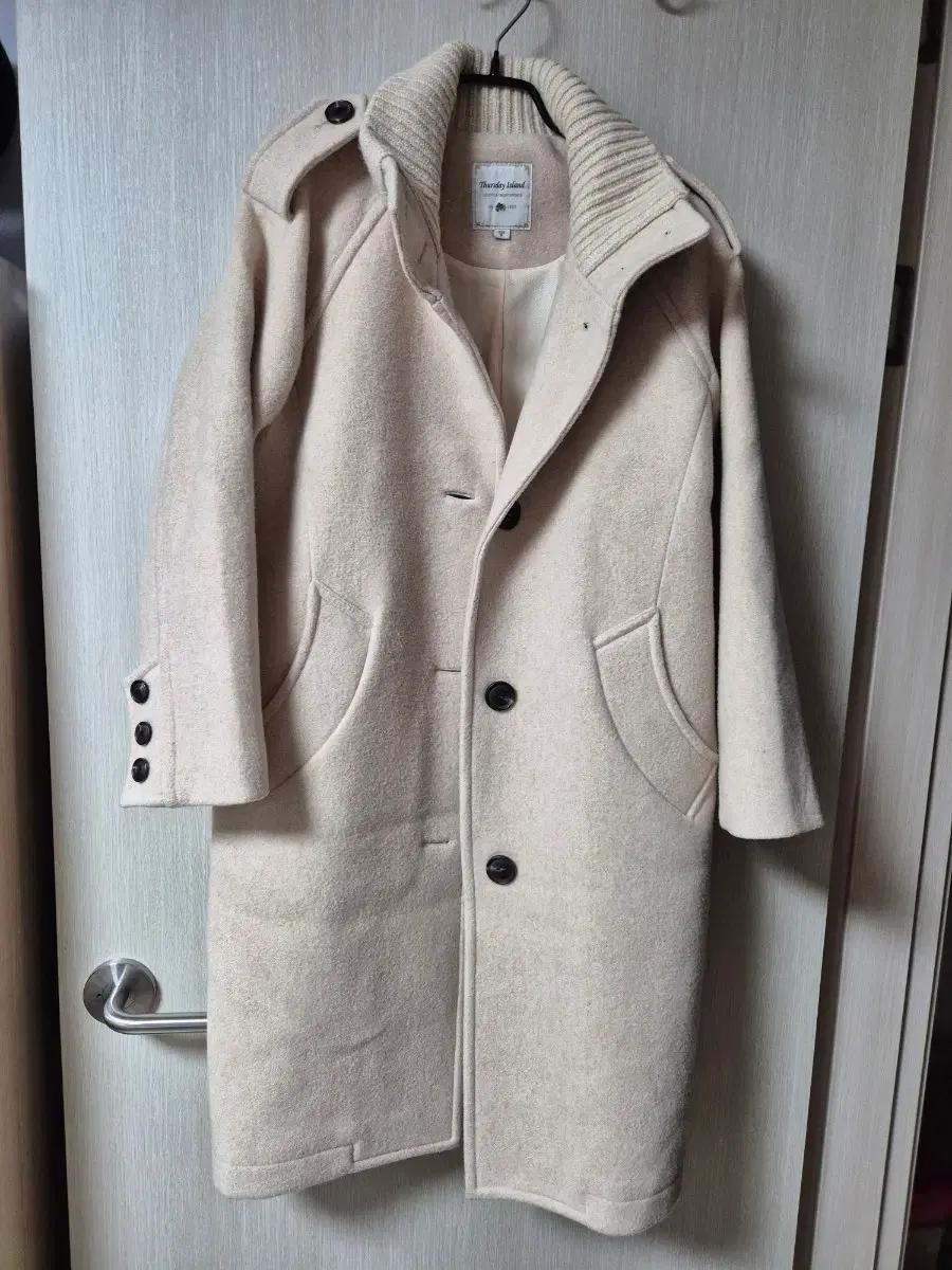 써스데이아일랜드 스텐카라 모직롱코트 오트밀 울코트 s