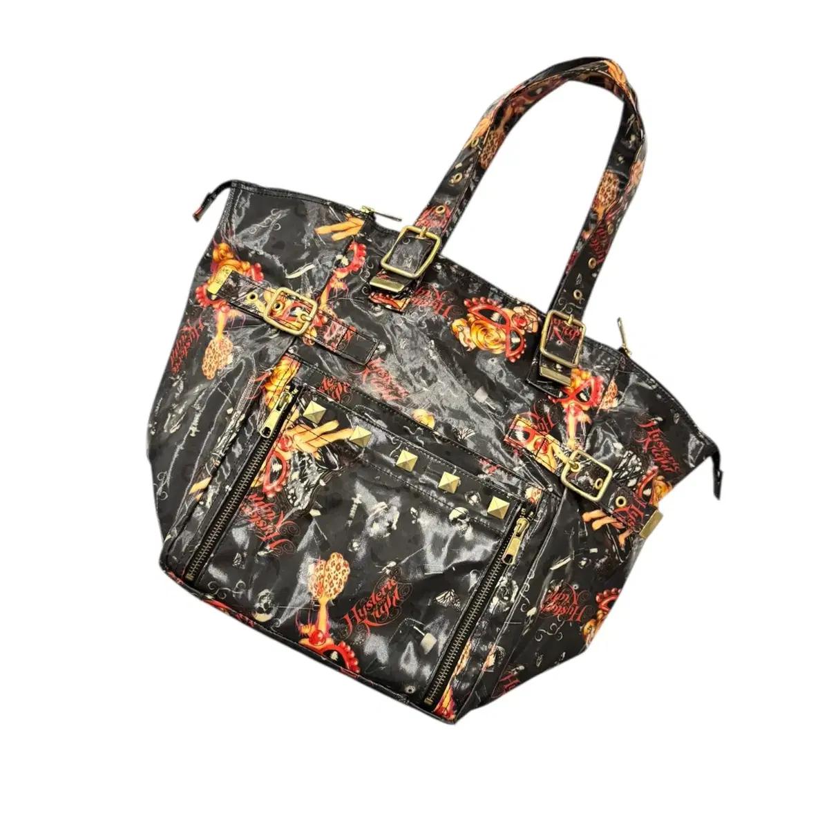 히스테릭글래머 PVC 벨티드 스터드 숄더백 블랙