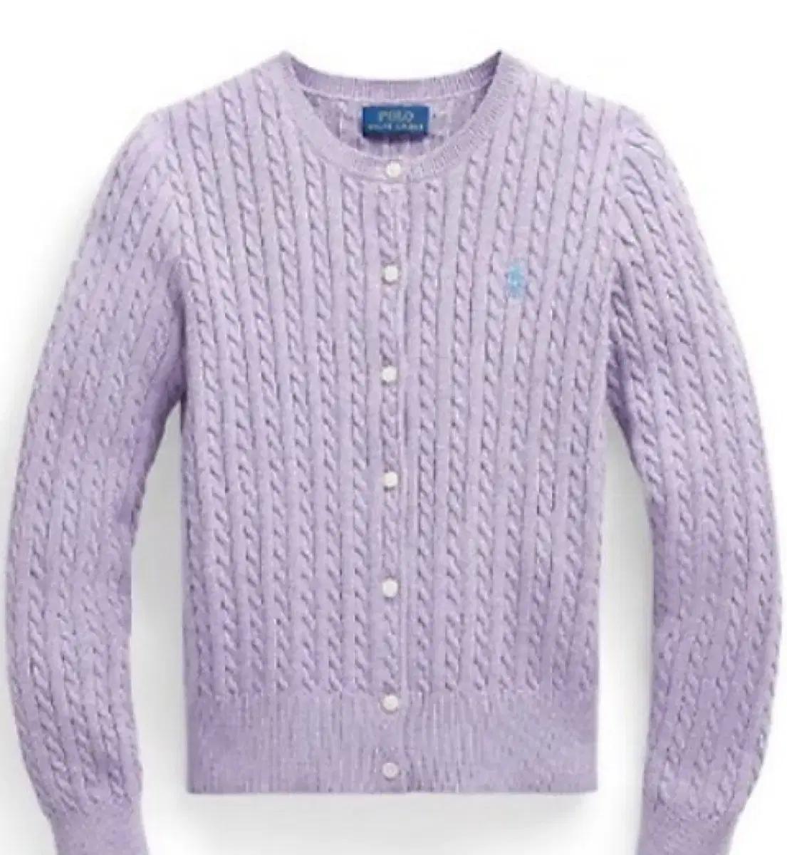 폴로 랄프로렌 케이블 니트 가디건 퍼플