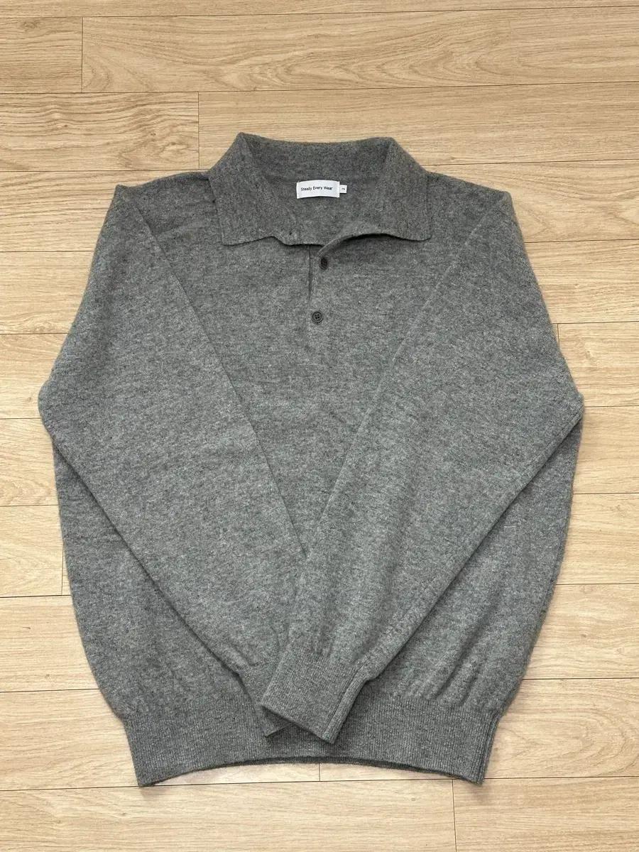 SEW 스테디에브리웨어 릴렉스드 울 캐시미어 칼라 니트 그레이 멜란지 2