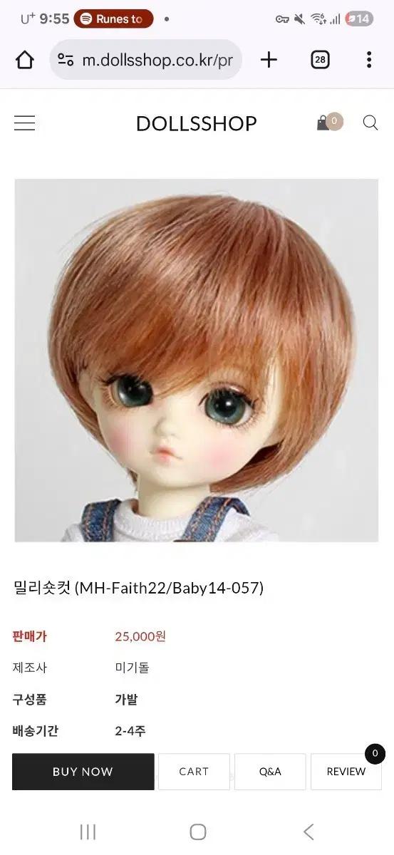 5-6인치 포켓 구체관절인형 가발