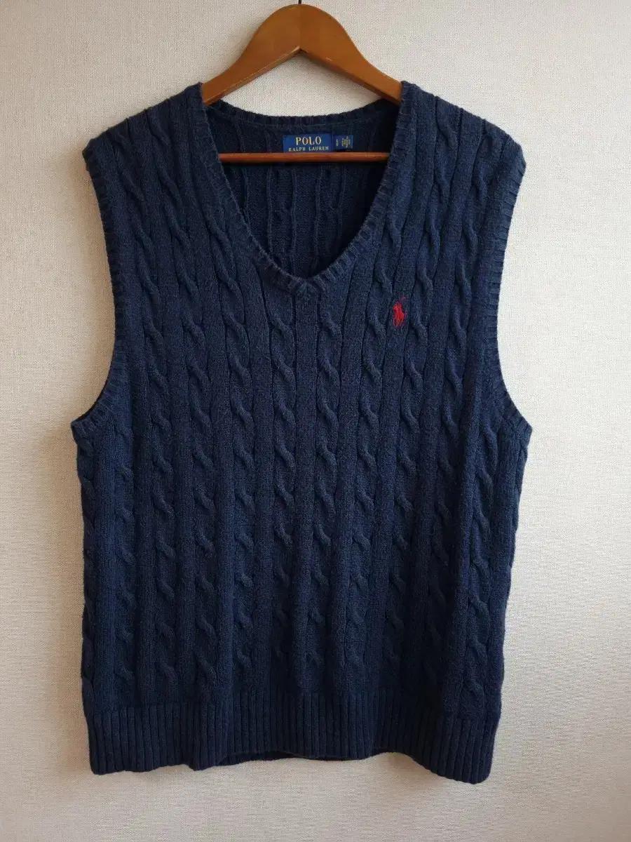 폴로 랄프로렌 케이블 남성 니트 조끼 베스트 네이비