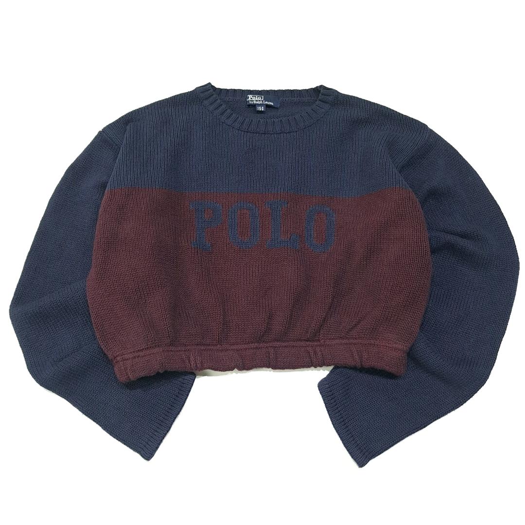 CL091 XS 폴로 니트 크롭 스웨터