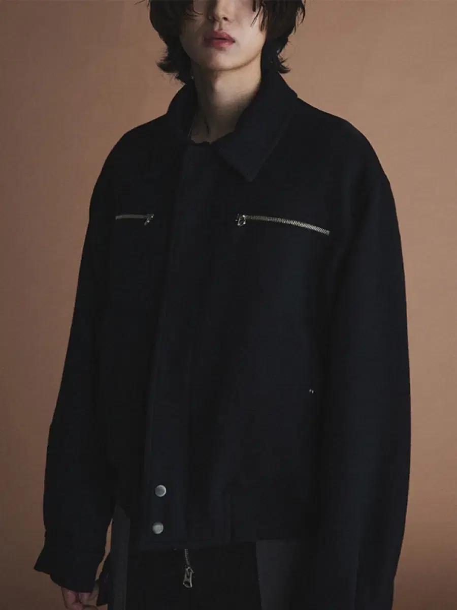 Cord 메탈 버클 울 블루종 metal buckle wool 블랙 M