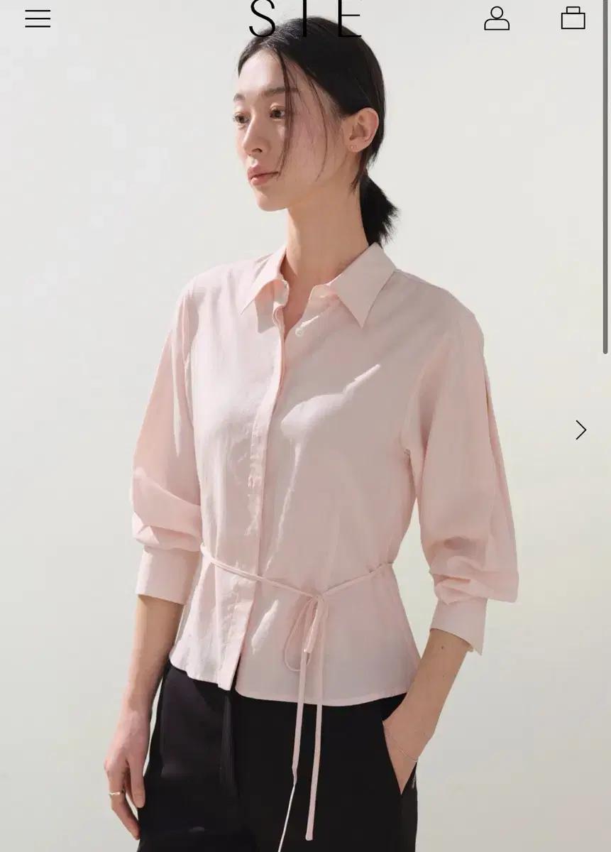 시에 sie 로아 라인 스트랩 셔츠 핑크 S 새상품