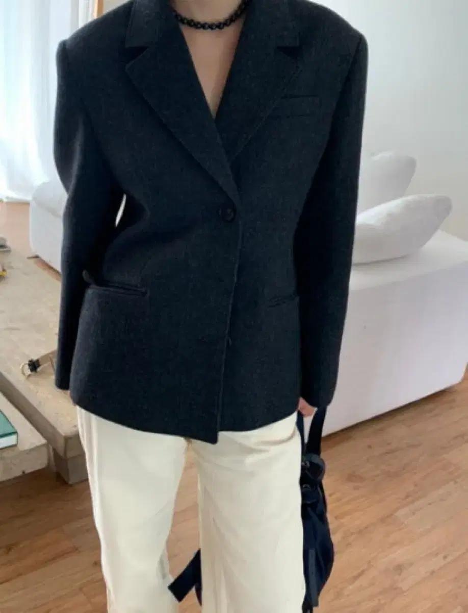 Mone 모네 리본빛 멜러 자켓 Mellor Gray Jacket