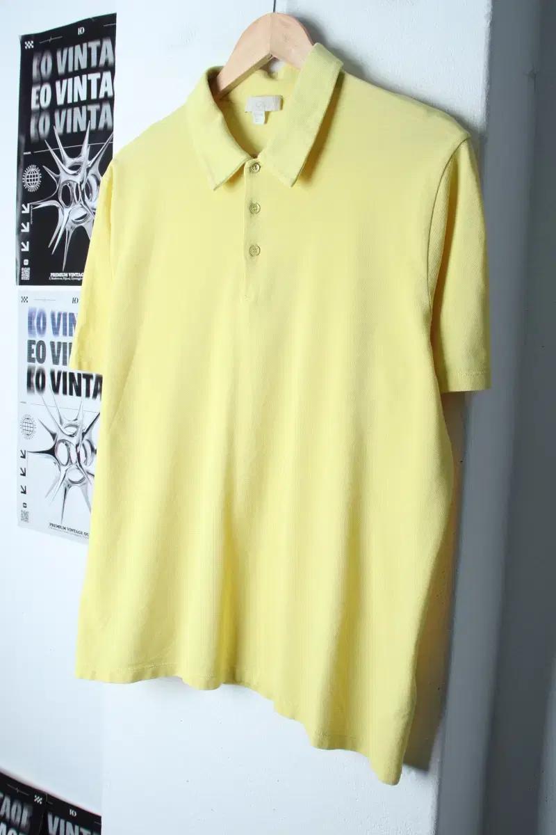 (M-XL) 코스 반팔 카라 티셔츠 노랑 무지 놈코어-18079