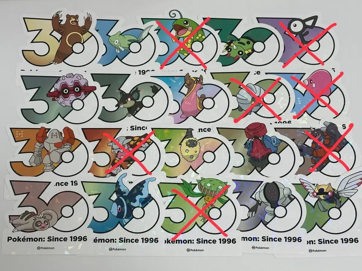 포켓몬 팝업 30주년 로고 스티커 컬렉션 38장 일괄