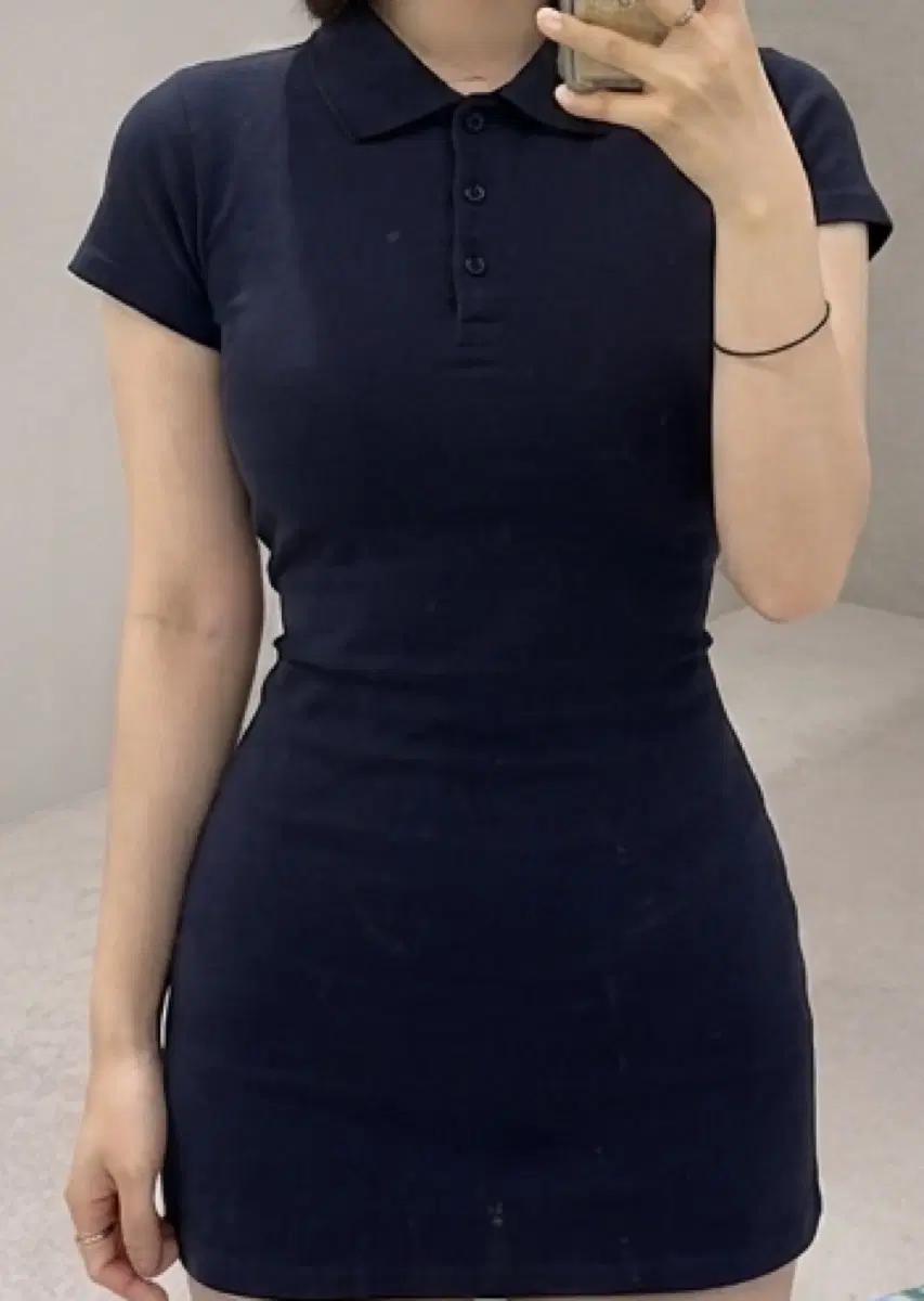 미니원피스 네이비색상 4455사이즈 여름끈원피스 반팔원피스 여리핏 슬림핏